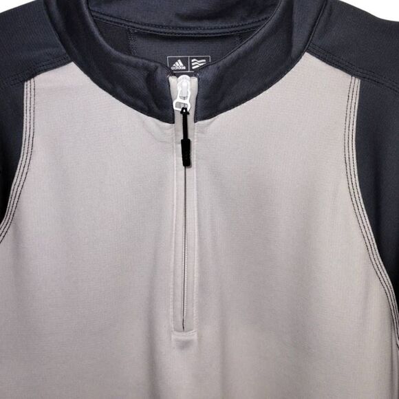 Adidas Mens Climawarm Jacket Size Large 1/4 Zip Front Gray White Long Sleeves - Picture 8 of 11